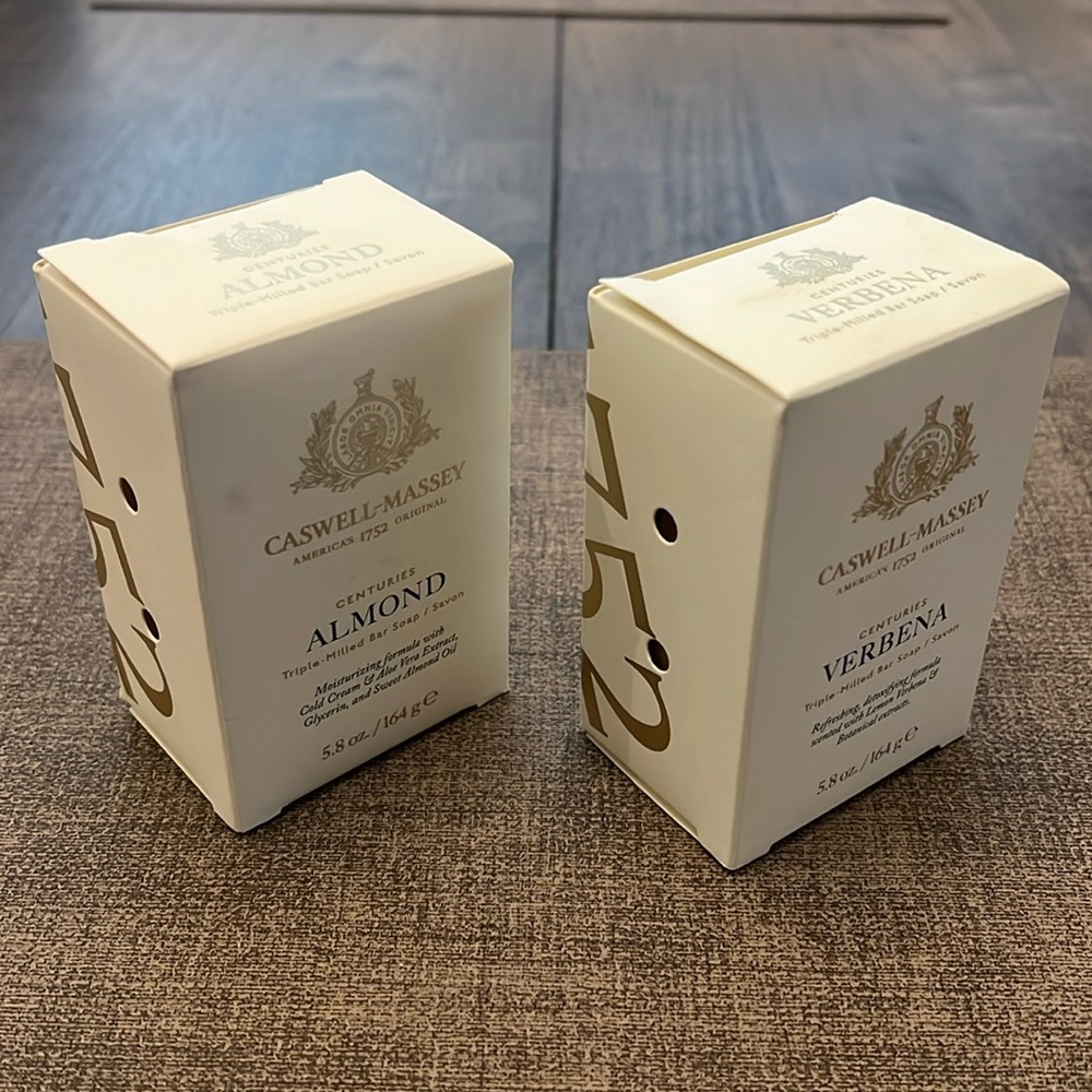 Two New Bestselling 5.8oz Caswell-Massey Centuries bar soaps (Almond & Verbena)